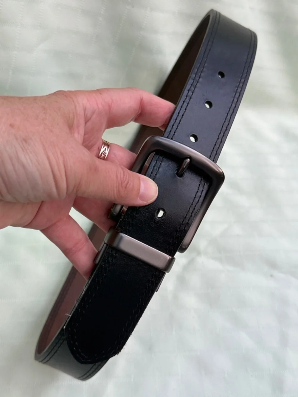 Thick Leather Convertible Belt - Brown/Black
